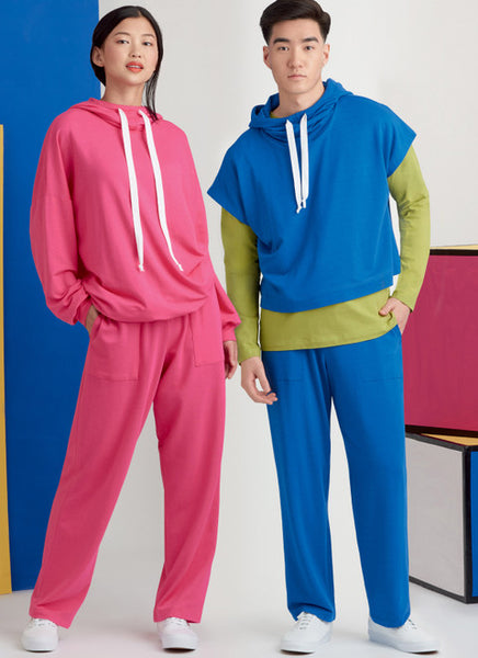 Pattern, SIMPLICITY 9379 Unisex Oversized Knit Hoodies, Pants and Tees