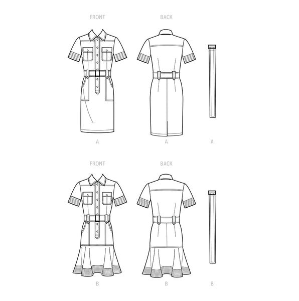 Pattern, SIMPLICITY 9463 Misses' Shirt Dress with Belt
