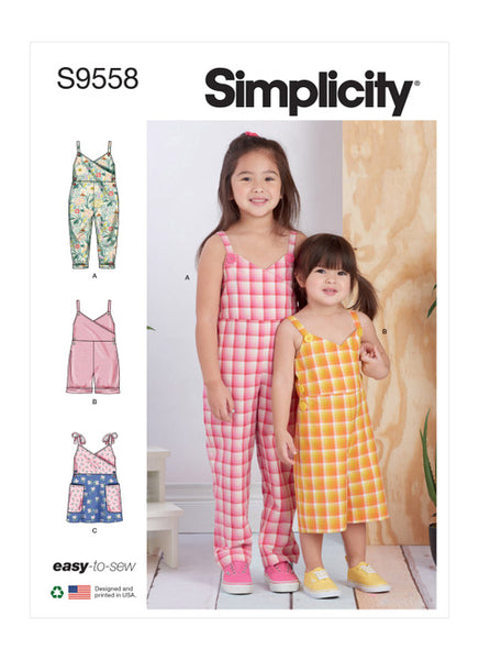 Pattern, SIMPLICITY 9558 Toddlers' and Children's Jumpsuit, Romper and Jumper