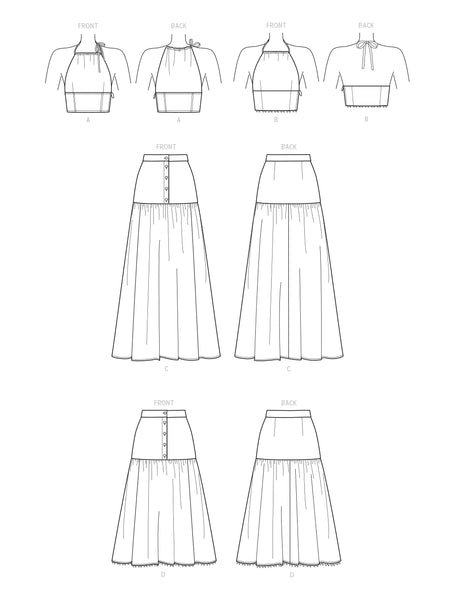 Pattern, SIMPLICITY 9613 Misses' Top and Skirts
