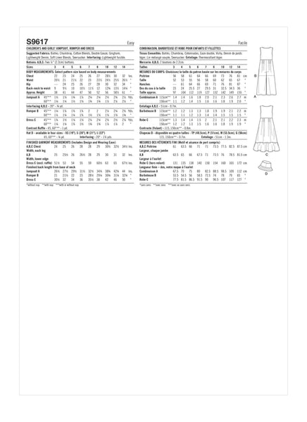 Pattern, SIMPLICITY 9617 Children's and Girls' Jumpsuit, Romper and Dress