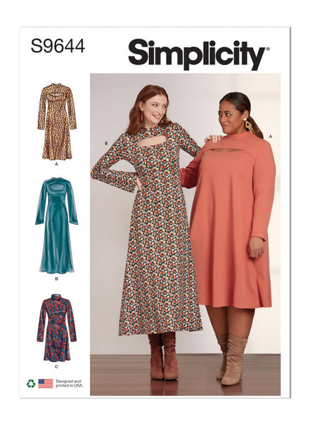 Pattern, SIMPLICITY 9644 Misses' and Women's Knit Dress in Three Lengths