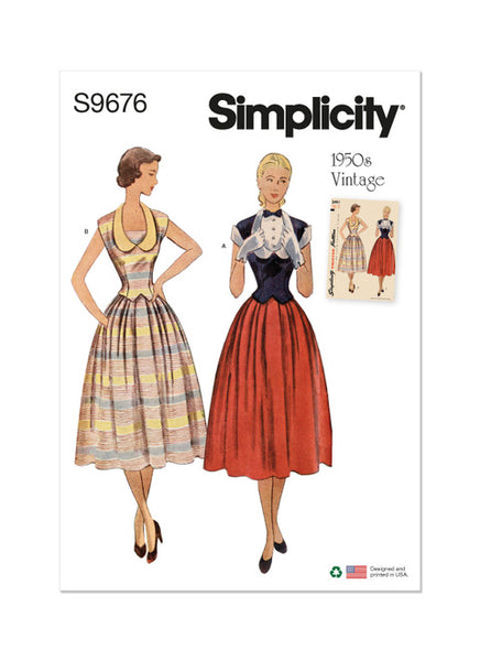 Pattern, SIMPLICITY 9676 Misses' Vintage Two-Piece Dresses