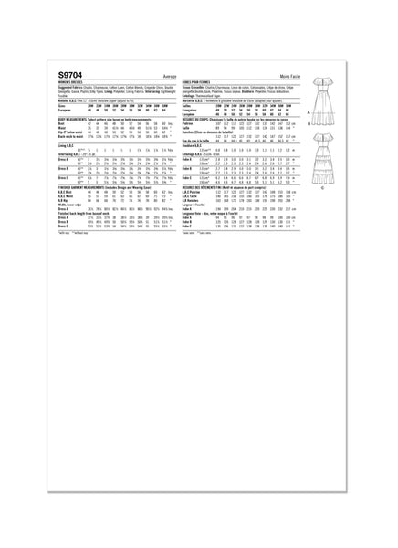 Pattern, SIMPLICITY 9704 Women's Dresses