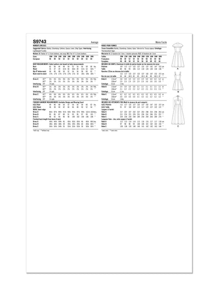 Pattern, SIMPLICITY 9743 Women's Dresses