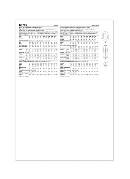 Pattern, SIMPLICITY 9756 Misses' and Women's Shirt, Pants and Halter Top for American Sewing Guild