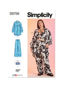 Pattern, SIMPLICITY 9756 Misses' and Women's Shirt, Pants and Halter Top for American Sewing Guild