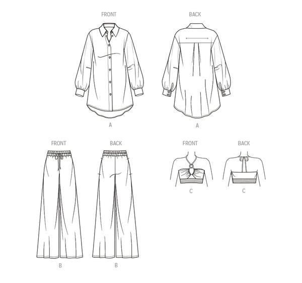 Pattern, SIMPLICITY 9756 Misses' and Women's Shirt, Pants and Halter Top for American Sewing Guild