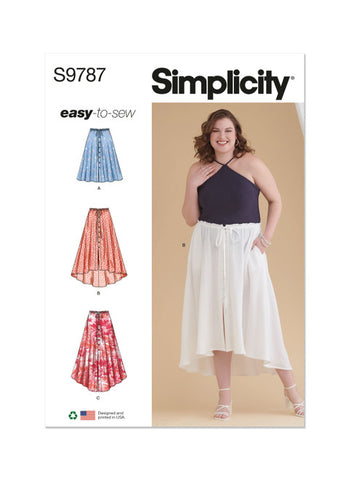 Pattern, SIMPLICITY 9787 Women's Skirt With Hemline Variations