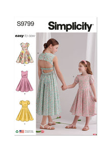 Pattern, SIMPLICITY 9799 Children's and Girls' Dresses