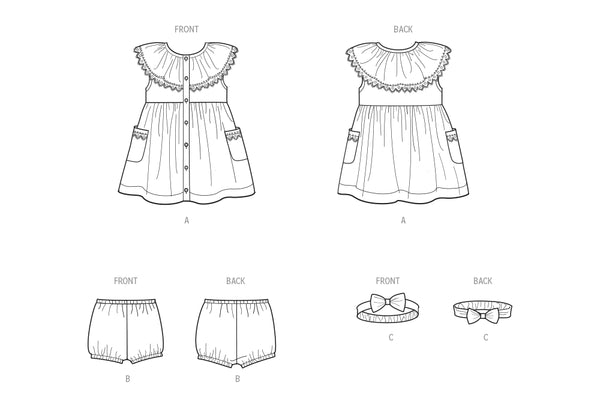 Pattern, SIMPLICITY 9898, Babies' Dress, Panty and Headband