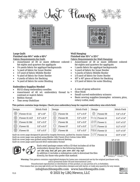 Machine Embroidery Pattern, Just Flowers Applique  QP-JF-DD