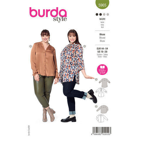 Pattern, Burda, 5965, Blouse with Shoulder Yoke and Stand Collar