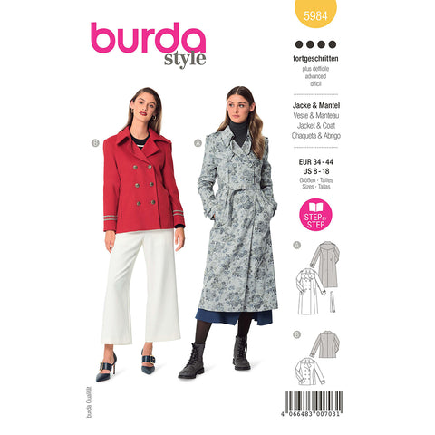 Pattern, Burda, 5984, Caban, Jacket & Trench Coat