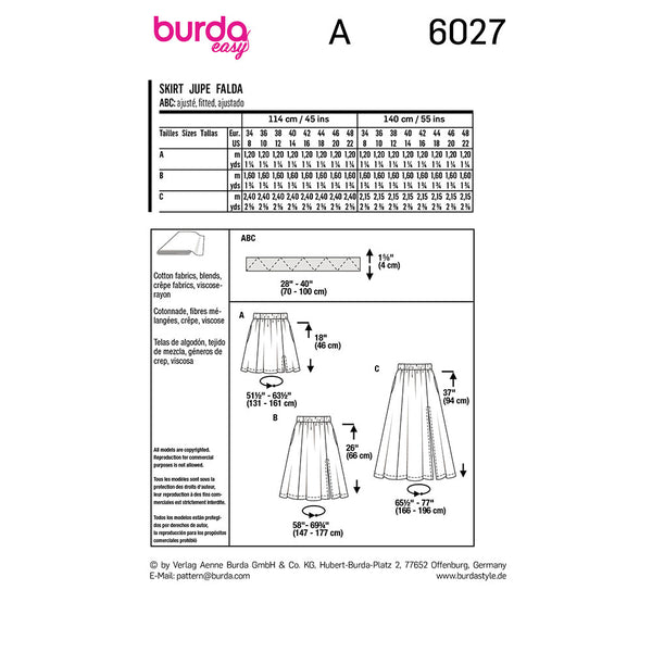 Pattern, Burda, 6027, Skirt