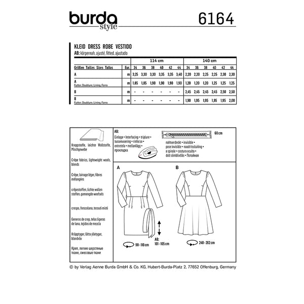Pattern, Burda, 6164, Narrow Vented or Flared Skirt