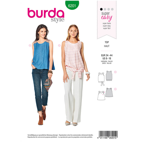 Pattern, Burda, 6201, Tank Top - Flared form