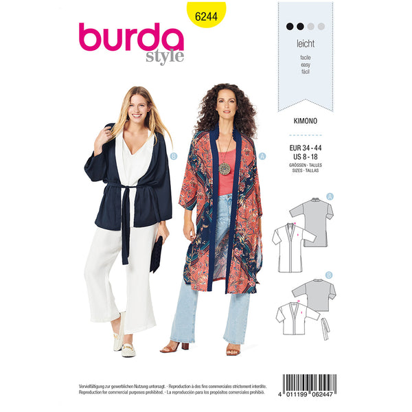 Pattern, Burda, 6244, Kimono Coat / Jacket