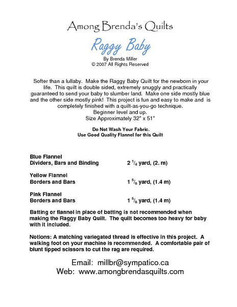 Pattern, ABQ, Raggy Baby Quilt, ABQ-120