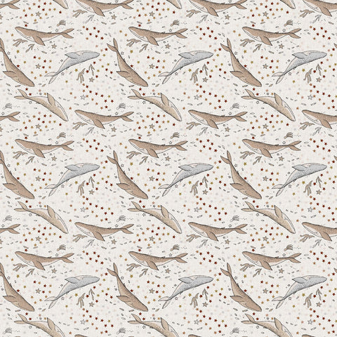 Fabric, Calm Waters, Cream Whales, 90619-12