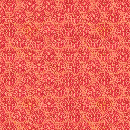 Fabric, Blossom & Bloom Orange Nouveau Damask 74206-383