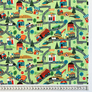 Fabric, Around Town Collection, Road Map 80320
