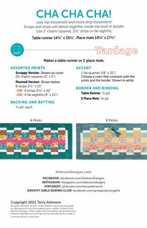 Pattern, Cha, Cha, Cha Runner and Place Mats