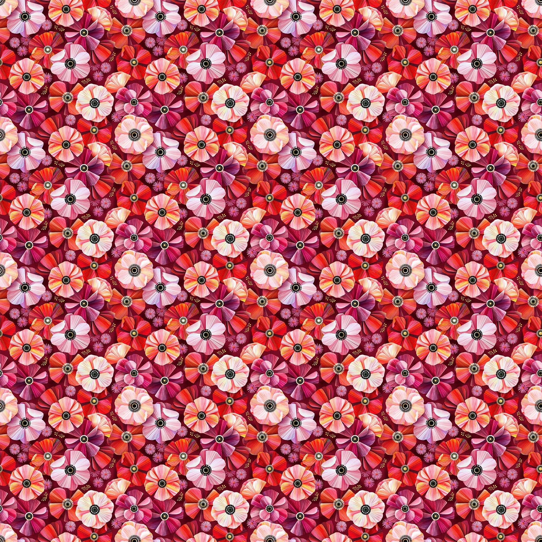 Fabric, Sunday, Red Packed Floral D90630-26