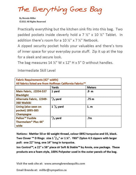 Pattern, ABQ, Everything Goes Bag, Organizer, ABQ-159