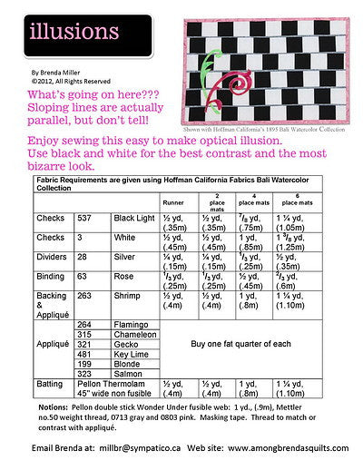 Pattern, ABQ, Illusions Table Runner & Placemat, ABQ-163