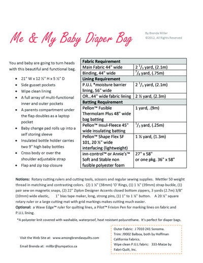 Pattern, ABQ, Me & My Baby Diaper Bag, ABQ-162
