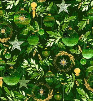 Fabric, Noel, Christmas Green Christmas Decorations 4342