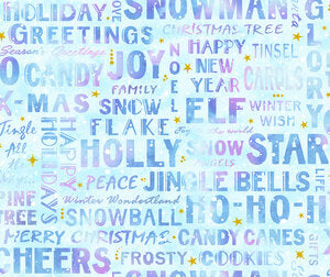 Fabric, Christmas Pastel Winter Words 4391-Noel 2021