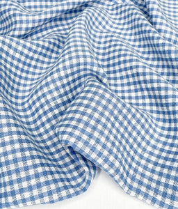Fabric, Utopia Check 2840 Azure/White Cotton Linen