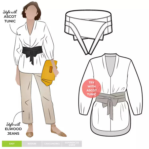 Pattern, style ARC, Ascot Tunic and Belt Multi-Size