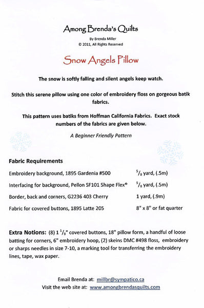 Pattern, ABQ, Snow Angels Pillow, ABQ-152