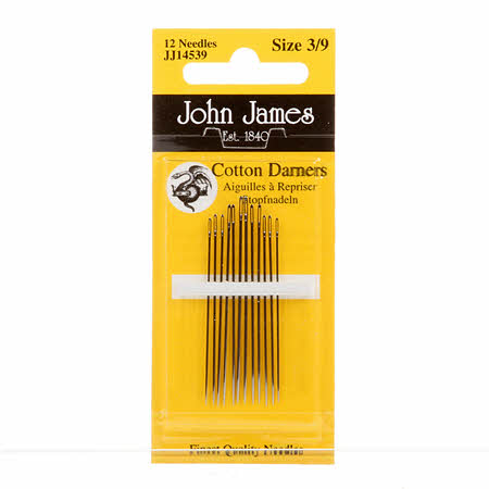 John James Cotton Darners Needles Assorted Sizes 3/9 12ct