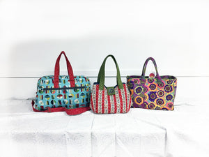 Three bags made from ABQ patterns