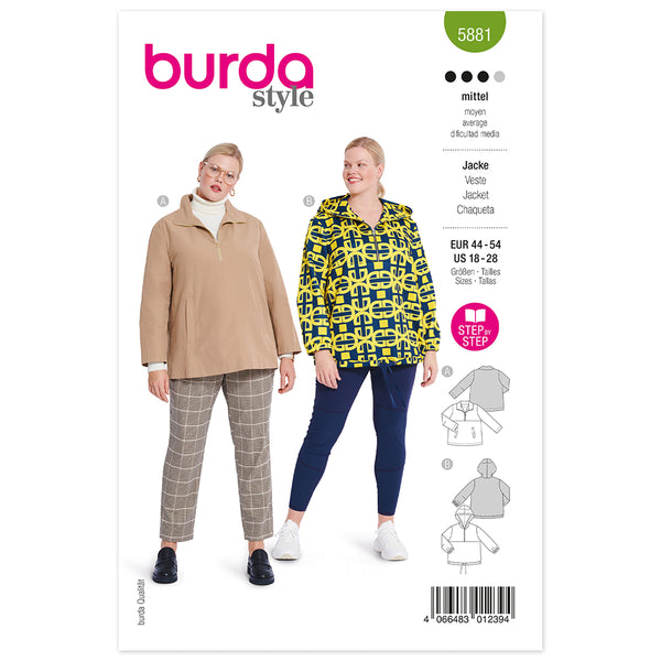 Pattern, Burda, 5881, Hooded Jacket