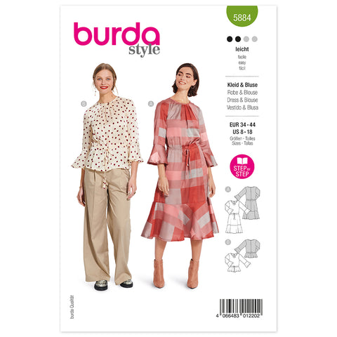 Pattern, Burda, 5884, Blouse and Dress