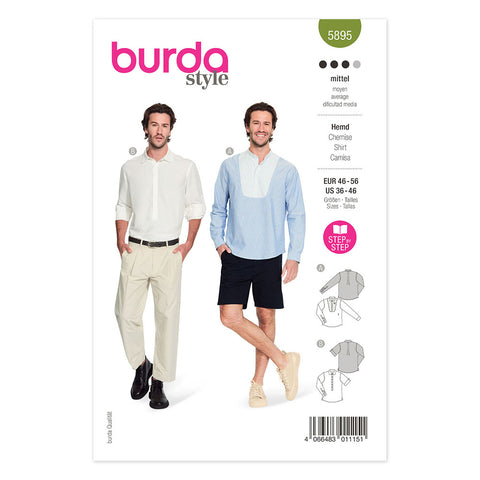 Pattern, Burda, 5895, Semi-fitted Mens Shirt