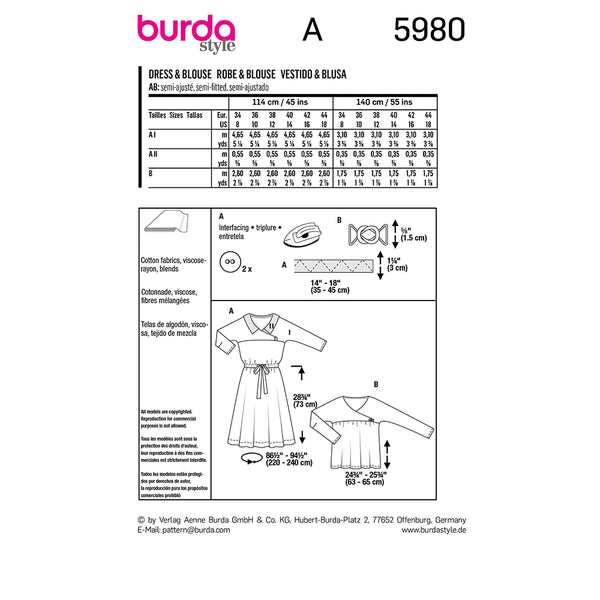 Pattern, Burda, 5980, Dress and Blouse