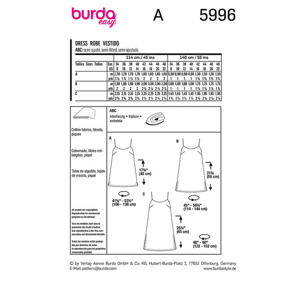 Pattern, Burda, 5996, Dress
