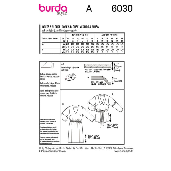 Pattern, Burda, 6030, Dress, Blouse