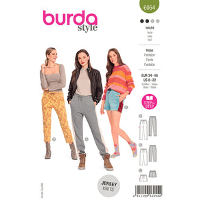 Pattern, Burda, 6054, Jogging Pants in Three Lengths with Side Stripes