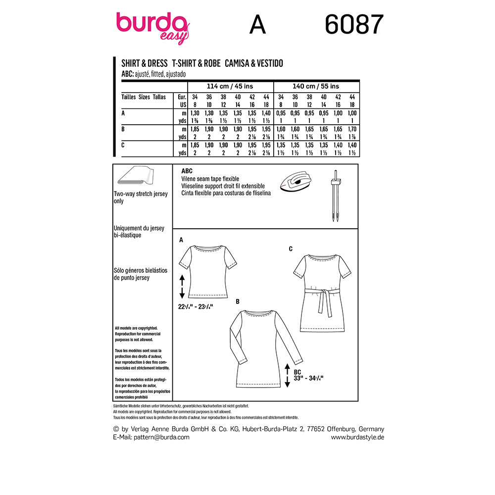 Pattern, Burda, 6087, Figure Fitting with a Scooped Neckline – Among ...