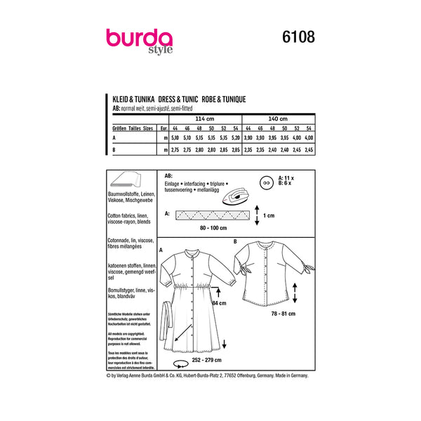 Pattern, Burda, 6108, Dress