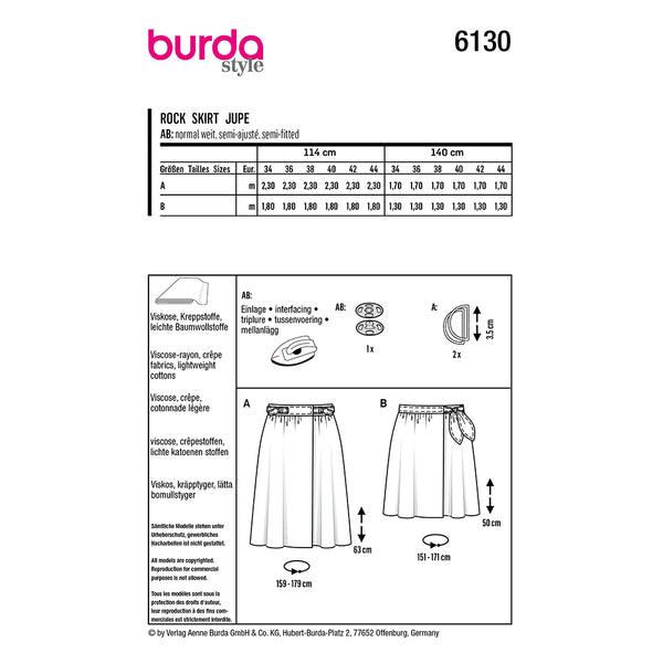 Pattern, Burda, 6130, Skirt