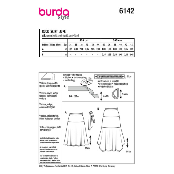 Pattern, Burda, 6142, Skirt