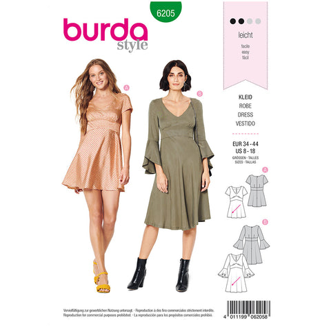 Pattern, Burda, 6205, Dress with Empire Waist